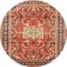 Ahgly Company Indoor Round Traditional Sand Brown Persian Area Rugs 4 Round