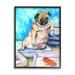 Stupell Industries Chubby Pug Dog with Pizza Boxes Pet Portrait Black Framed 24 x 30 Design by George Dyachenko