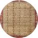 Ahgly Company Indoor Round Traditional Mahogany Brown Persian Area Rugs 4 Round