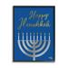 Stupell Industries Happy Hanukkah Calligraphy Radiant Lit Candles Menorah Graphic Art Black Framed Art Print Wall Art Design by Jess Baskin