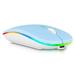 2.4GHz & Bluetooth Mouse Rechargeable Wireless Mouse for Oppo A16 Bluetooth Wireless Mouse for Laptop / PC / Mac / Computer / Tablet / Android RGB LED Sky Blue