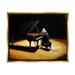 Stupell Industries Mouse Musician Playing Grand Piano Stage Spotlight Painting Metallic Gold Floating Framed Canvas Print Wall Art Design by Lucia Heffernan