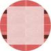 Ahgly Company Machine Washable Indoor Round Transitional Deep Rose Pink Area Rugs 7 Round