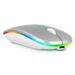 2.4GHz & Bluetooth Mouse Rechargeable Wireless Mouse for vivo iQOO U1 Bluetooth Wireless Mouse for Laptop / PC / Mac / Computer / Tablet / Android RGB LED Silver