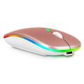 2.4GHz & Bluetooth Mouse Rechargeable Wireless Mouse for Plum Optimax 8.0 Bluetooth Wireless Mouse for Laptop / PC / Mac / Computer / Tablet / Android RGB LED Rose Gold