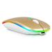 2.4GHz & Bluetooth Mouse Rechargeable Wireless Mouse for vivo iQOO U3 Bluetooth Wireless Mouse for Laptop / PC / Mac / Computer / Tablet / Android RGB LED Gold