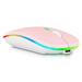 2.4GHz & Bluetooth Mouse Rechargeable Wireless Mouse for Realme 8i Bluetooth Wireless Mouse for Laptop / PC / Mac / Computer / Tablet / Android RGB LED Baby Pink