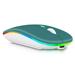 2.4GHz & Bluetooth Mouse Rechargeable Wireless Mouse for BLU Touch Book M7 Bluetooth Wireless Mouse for Laptop / PC / Mac / Computer / Tablet / Android RGB LED Deep Green