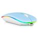 2.4GHz & Bluetooth Mouse Rechargeable Wireless Mouse for Realme 8i Bluetooth Wireless Mouse for Laptop / PC / Mac / Computer / Tablet / Android RGB LED Sky Blue