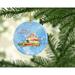 The Holiday Aisle® Merry Christmas Labradoodle Ornament Ceramic/Porcelain in Blue/Red/Yellow | 2.8 H x 2.8 W x 0.15 D in | Wayfair