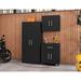 Wade Logan® Aseem 3-Piece Storage Garage Set Manufactured Wood in Black | 73.43 H x 63.78 W x 17.72 D in | Wayfair A4E0418611A24896B07CAB83A74AC65A