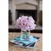 Primrue Faux Peony Bushes in Glass Vase Plastic in Pink/Indigo | 10 H x 7 W x 7 D in | Wayfair 25118E3DF1AB4788BC40E3721F0BA41F