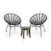 GDF Studio Castano Outdoor Wicker and Acacia Wood 3 Piece Chat Set Gray and Dark Gray