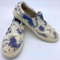 J. Crew Shoes | J.Crew Canvas Blue Tie Dyed Fabric Slip On Sneakers Womens Low Top Shoes Flats 9 | Color: Blue/Cream | Size: 9