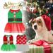 Shulemin Christmas Dog Dress Cute Mesh Stitching Printed Skirt Fashion Outfit Party Dress Up Warm Pet Skirt Winter Pet Two-legged Clothes Puppy Costume