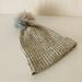 American Eagle Outfitters Accessories | American Eagle Gray Speckled Ribbed Beanie With Faux Fur Ball | Color: Blue/Gray | Size: Os