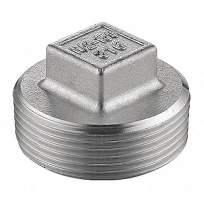 ZORO SELECT 40SQ112N114 1-1/4" MNPT 304 SS Square Head Plug, Max. Pressure: 300