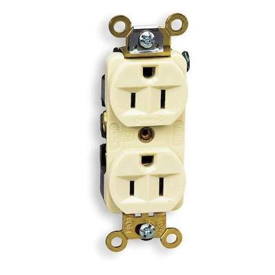 HUBBELL WIRING DEVICE-KELLEMS HBL5252I Straight Blade Receptacle, 5-15R, 15 A,