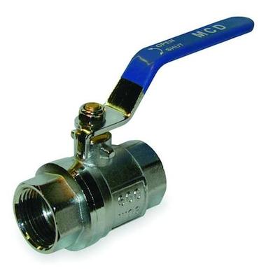 ZORO SELECT 107-827-CP 1-1/2" FNPT Chrome Brass Ball Valve Inline