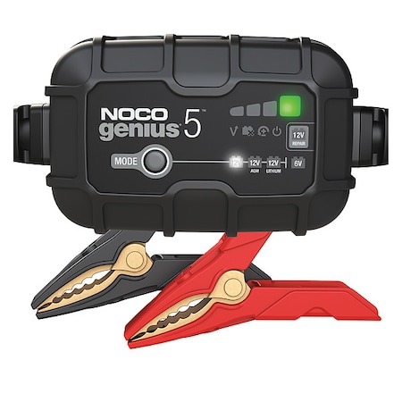 NOCO GENIUS5 Battery Charger, Charging/Maintaining, Auto, Auto On/Off, 6.4 ft