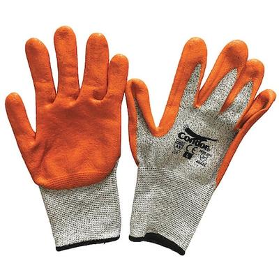 CONDOR 48UP98 Cut Resistant Coated Gloves, A3 Cut Level, 13 ga, Gray/Orange, L