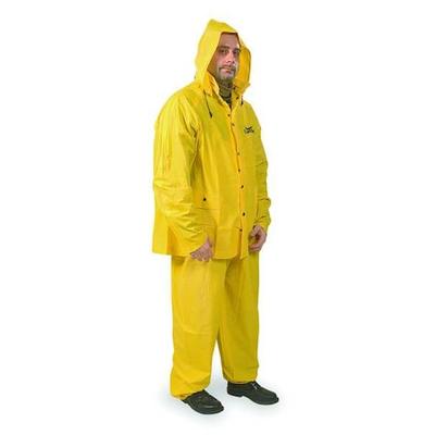 CONDOR 1BC75 3 Piece Rainsuit w/Detachable Hood,Yellow,M