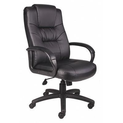 ZORO SELECT 452R17 Leather Executive Chair, 22 1/2-, Fixed, Black