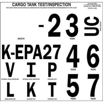 JJ KELLER 1294 Cargo Tank Inspection Markings,PK10