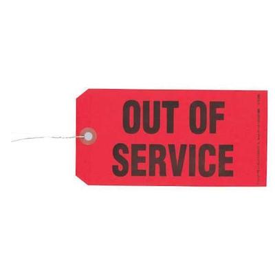 JJ KELLER 716 Tag, Out Of Service, Cardstock, 3 1/8 in H x 6 1/4 in W, Red,