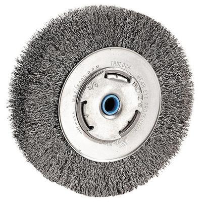 DEWALT DW4907 8" crimped bench wire wheel 5/8" abror, wide face, .014" wire
