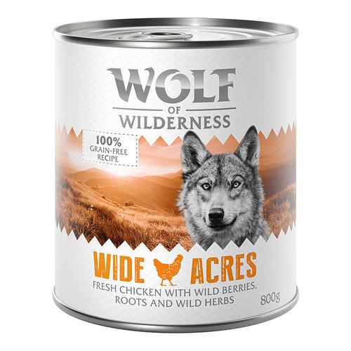 24 x 800g Adult Wild Acres Huhn Wolf of Wilderness Hundefutter nass