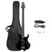 Burning Fire Electric Bass Guitar Full Size 4 String Cord Wrench Tool Black