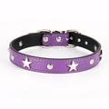 Dog Collar with Stars Studs Puppy Small Medium Dog Necklace for Kitten Pet Collar Adjustable Length Leather(L)