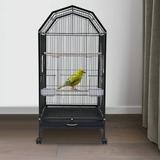 Miumaeov Parakeet Bird Cage with Stand Metal Pet Bird Flight Cages Large Finch Bird Cage for Conure Canary Parakeet Macaw Finch Cockatoo Budgie Cockatiels Parrot Pet House Black