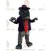 BIGGYMONKEYâ„¢ Gray Bulldog Mascot Costume with Striped Jacket and Red Tie