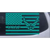 US American Flag Air Force USAF Car or Truck Window Laptop Decal Sticker Turquoise 3in X 4.7in