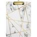 ZHANZZK Marble Golden Geometric Lines Clipboard Hardboard Wood Nursing Clip Board and Pull for Standard A4 Letter 13x9 inches