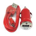 Importer520 Red Combo Mini Compact 1000mAh Car Charger + Micro USB Data Sync / Battery Charge Cable For Samsung I8190 Galaxy S III Mini