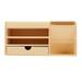 Etereauty Wooden Organizer Desk Holder Pen Office Desktop Storage Remote Wood Caddy Box Table Supplies Accessories Rack Stationery