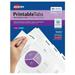 Avery-1PK Printable Plastic Tabs With Repositionable Adhesive 1/5-Cut White 1.75 Wide 80/Pack