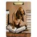 KXMDXA Funny Dachshund Dog Reading Book Retro Clipboard Hardboard Wood Nursing Clip Board and Pull for Standard A4 Letter 13x9 inches