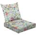 2-Piece Deep Seating Cushion Set Beautiful seamless floral watercolor hand drawn gentle summer flowers Outdoor Chair Solid Rectangle Patio Cushion Set