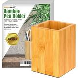 1 Pack of Bamboo Pen Holder Wooden Pencil Holder Desk Organizer Multi Purpose Wooden Box for Pencils Art Makeup Brush Wood Pen Desk Accessories for Home Office