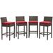 Ergode Conduit Bar Stool Outdoor Patio Wicker Rattan Set of 4 - Brown Red