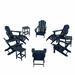 WestinTrends Malibu 12 Piece Adirondack Chairs Set All Weather Poly Lumber Outdoor Patio Furniture Set Adirondack Chairs with Ottoman and Side Table Navy Blue