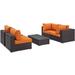 Modern Contemporary Urban Design Outdoor Patio Balcony Five PCS Sectional Sofa Set Orange Rattan