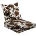 2-Piece Deep Seating Cushion Set Cow tie dye seamless Watercolor hand drawn white brown color Outdoor Chair Solid Rectangle Patio Cushion Set