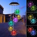 Wind chimes outdoor solar light bells sun flower wind chimes led / solar hummingbird wind chimes outdoor garden decoration solar lights thanksgiving gifts