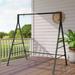 BaytoCare Gardern Iron Porch Swing Art Swing Frame Black for Outdoor Patio