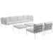 Ergode Harmony 8 Piece Outdoor Patio Aluminum Sectional Sofa Set - White White